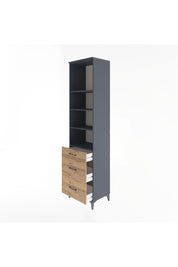 Hyperion Dolap 4 Raflı 3 Çekmeceli 60x44x243 Antrasit-Çam