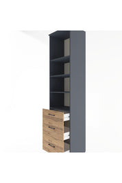 Hyperion Dolap 4 Raflı 3 Çekmeceli 60x44x243 Antrasit-Çam