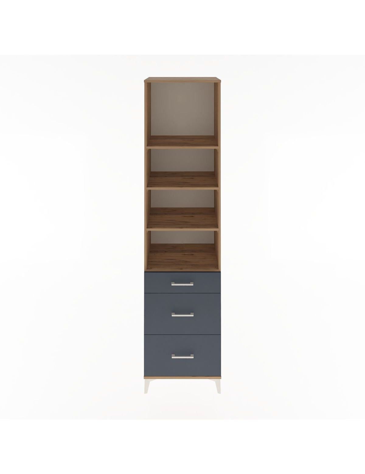 Hyperion Dolap 4 Raflı 3 Çekmeceli 60x44x243 Çam-Antrasit