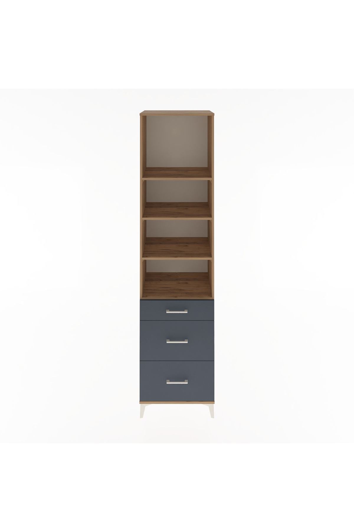 Hyperion Dolap 4 Raflı 3 Çekmeceli 60x44x243 Çam-Antrasit