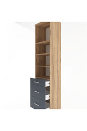 Hyperion Dolap 4 Raflı 3 Çekmeceli 60x44x243 Çam-Antrasit