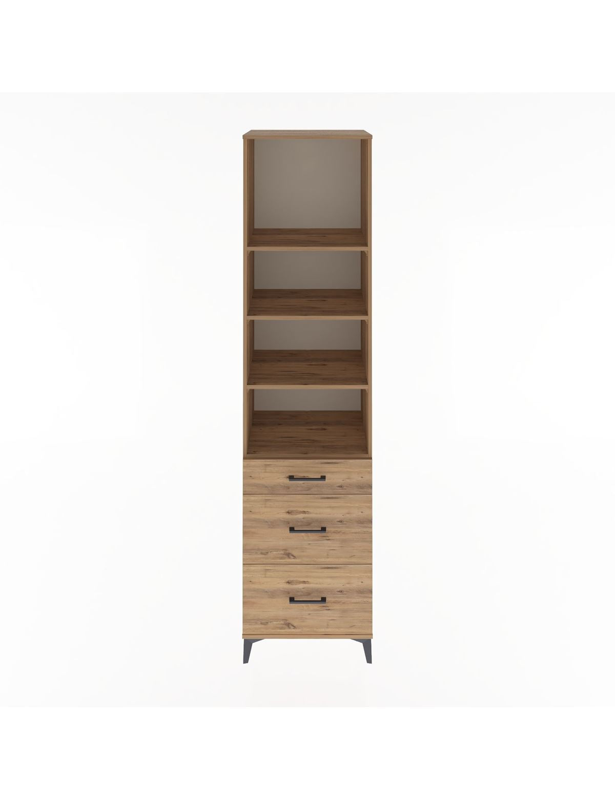 Hyperion Dolap 4 Raflı 3 Çekmeceli 60x44x243 Çam-Çam