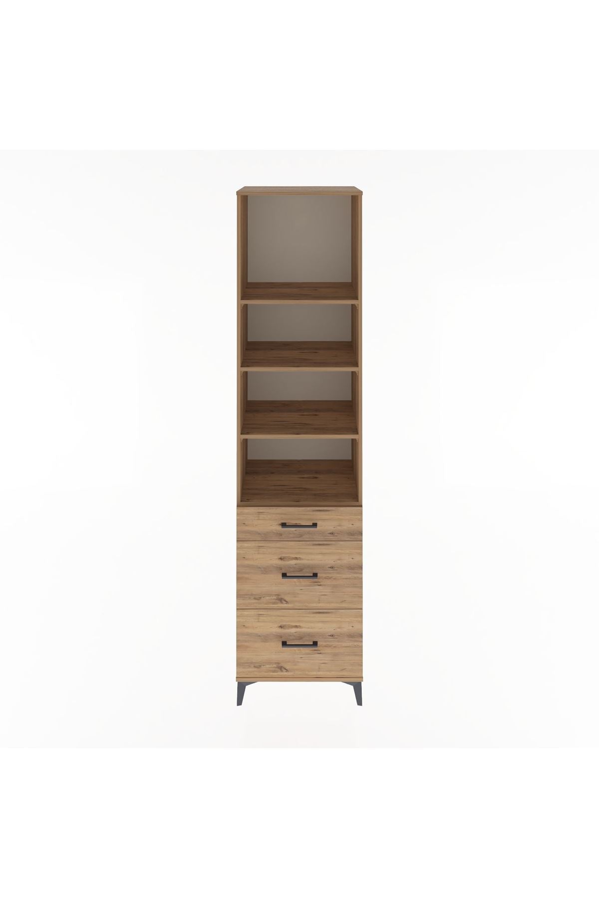 Hyperion Dolap 4 Raflı 3 Çekmeceli 60x44x243 Çam-Çam