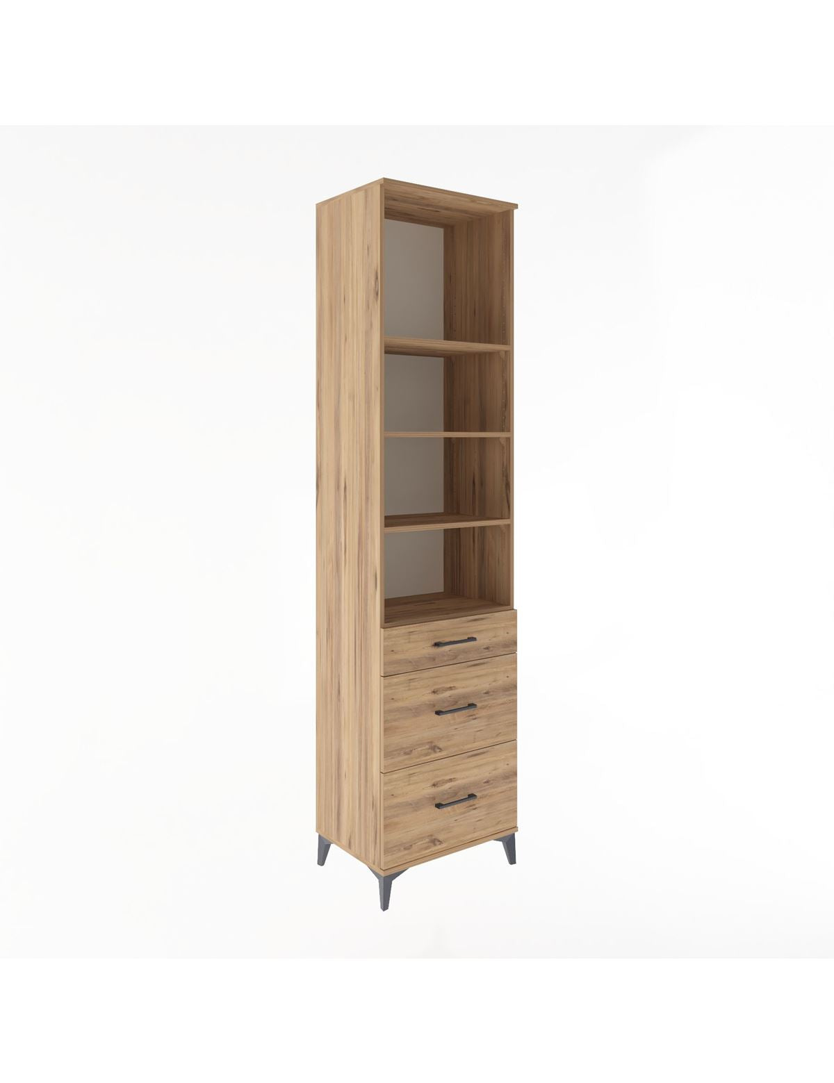 Hyperion Dolap 4 Raflı 3 Çekmeceli 60x44x243 Çam-Çam