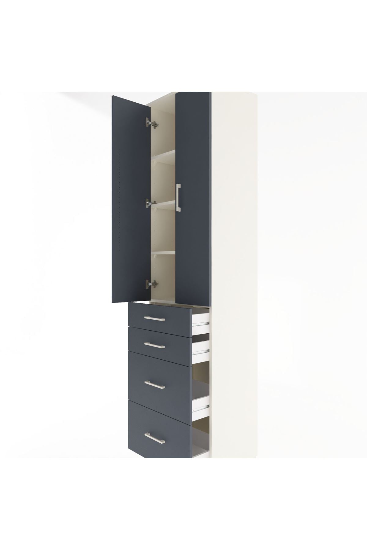 Hyperion Dolap 4 Raflı 4 Çekmeceli 2 Kapaklı 60x44x243 Aytaşı-Antrasit