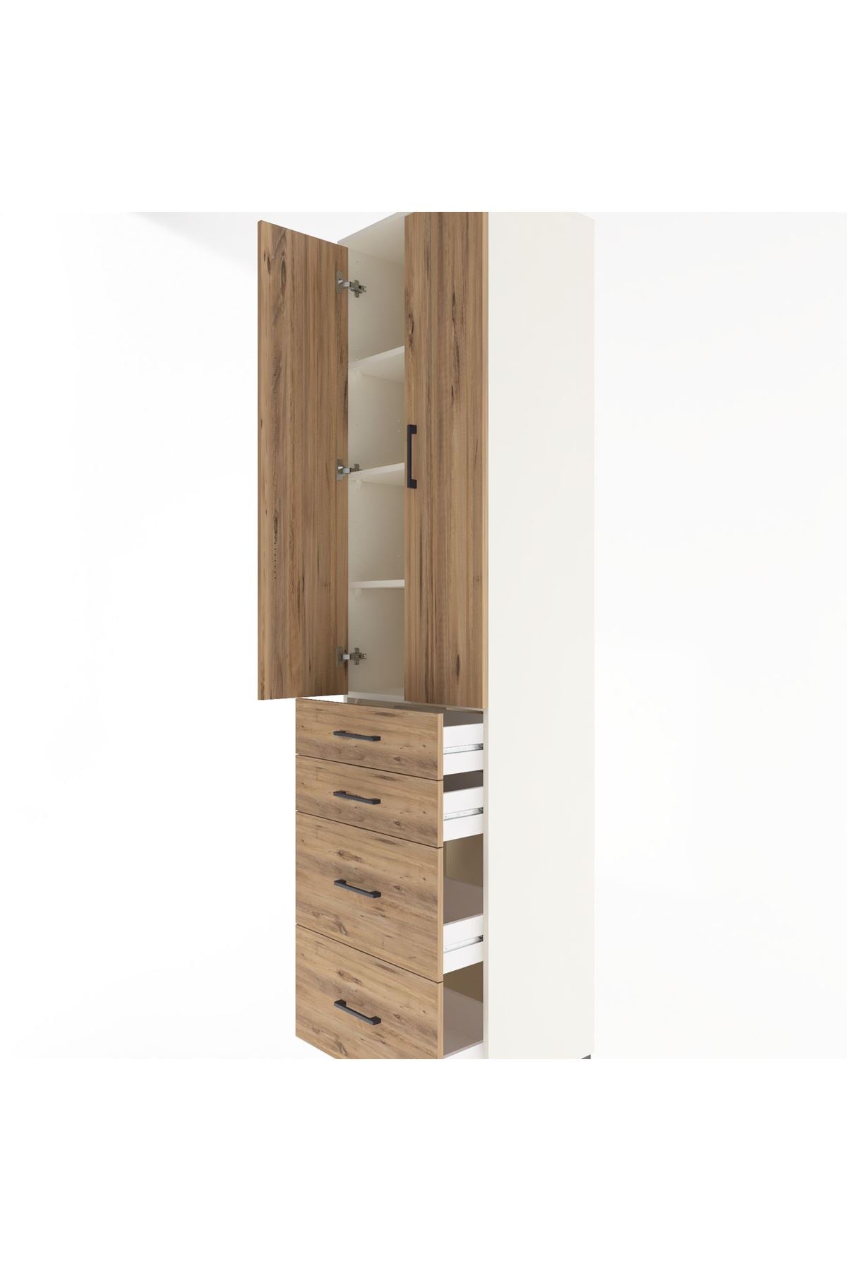 Hyperion Dolap 4 Raflı 4 Çekmeceli 2 Kapaklı 60x44x243 Aytaşı-Çam