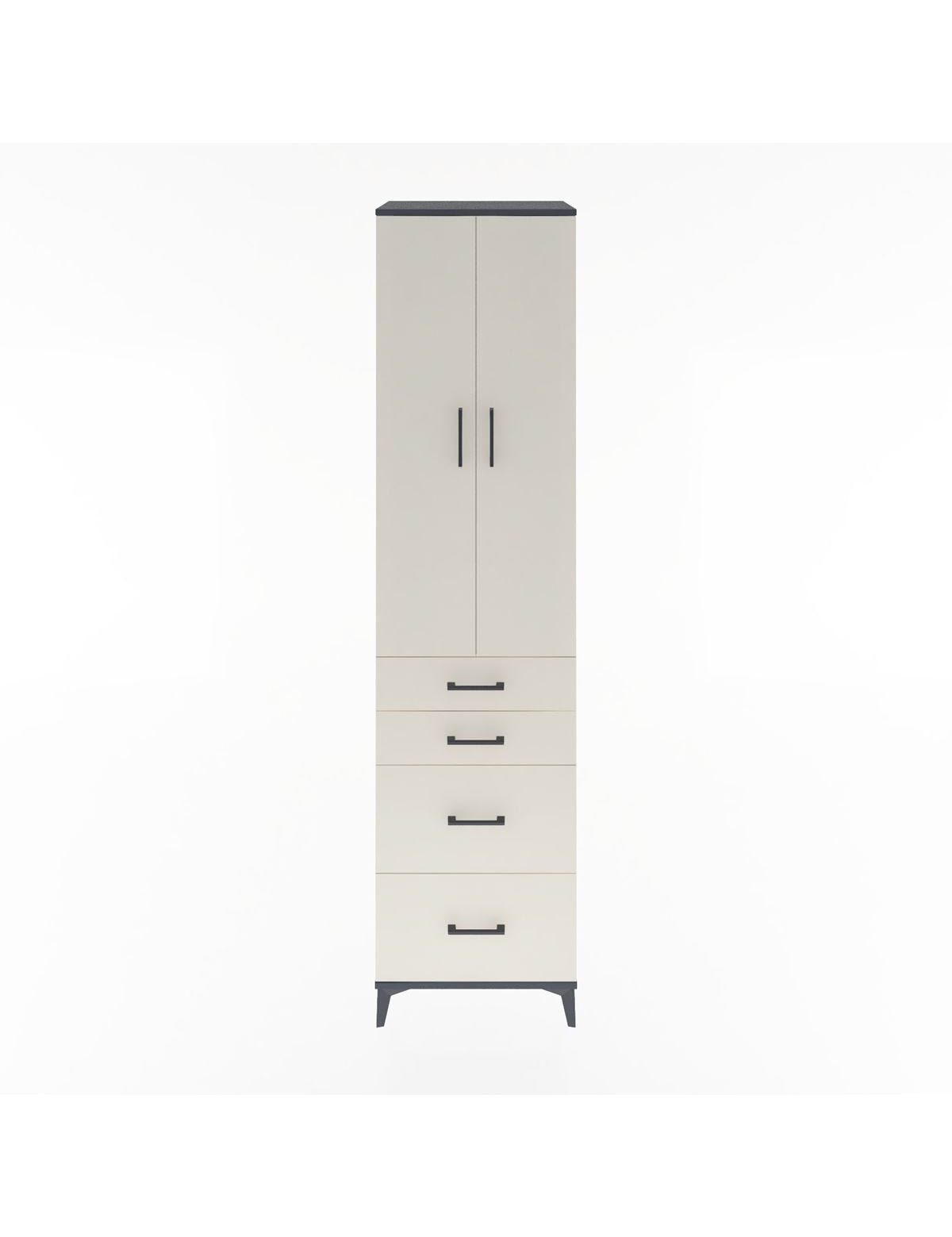 Hyperion Dolap 4 Raflı 4 Çekmeceli 2 Kapaklı 60x44x243 Antrasit-Aytaşı