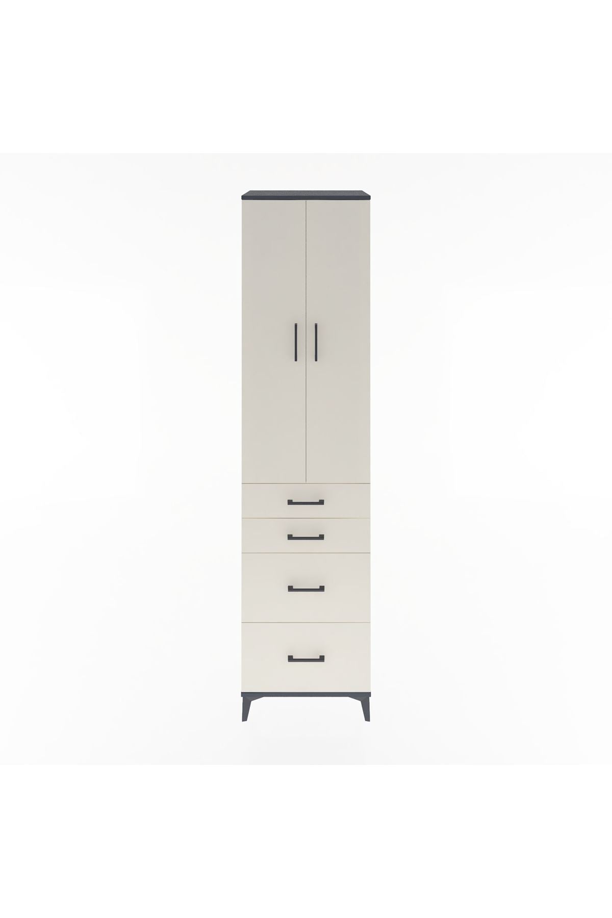 Hyperion Dolap 4 Raflı 4 Çekmeceli 2 Kapaklı 60x44x243 Antrasit-Aytaşı