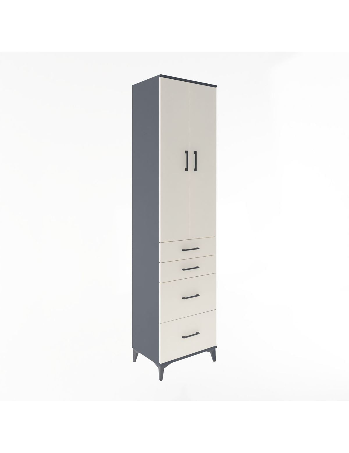 Hyperion Dolap 4 Raflı 4 Çekmeceli 2 Kapaklı 60x44x243 Antrasit-Aytaşı