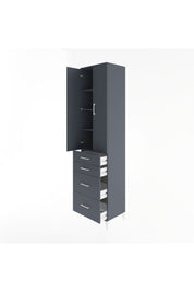 Hyperion Dolap 4 Raflı 4 Çekmeceli 2 Kapaklı 60x44x243 Antrasit-Antrasit