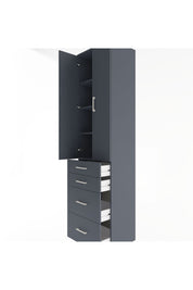 Hyperion Dolap 4 Raflı 4 Çekmeceli 2 Kapaklı 60x44x243 Antrasit-Antrasit