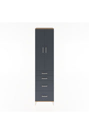 Hyperion Dolap 4 Raflı 4 Çekmeceli 2 Kapaklı 60x44x243 Çam-Antrasit