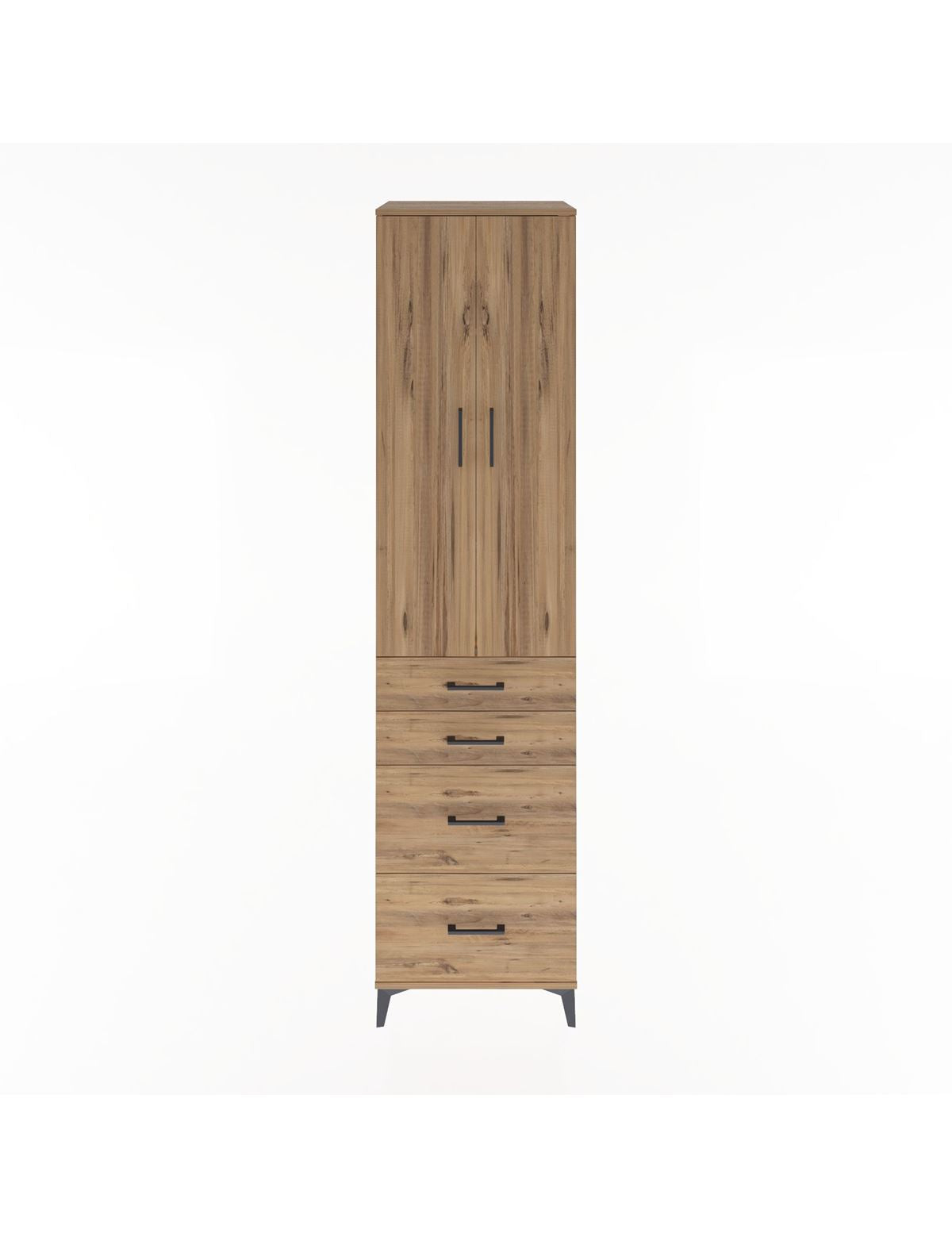 Hyperion Dolap 4 Raflı 4 Çekmeceli 2 Kapaklı 60x44x243 Çam-Çam