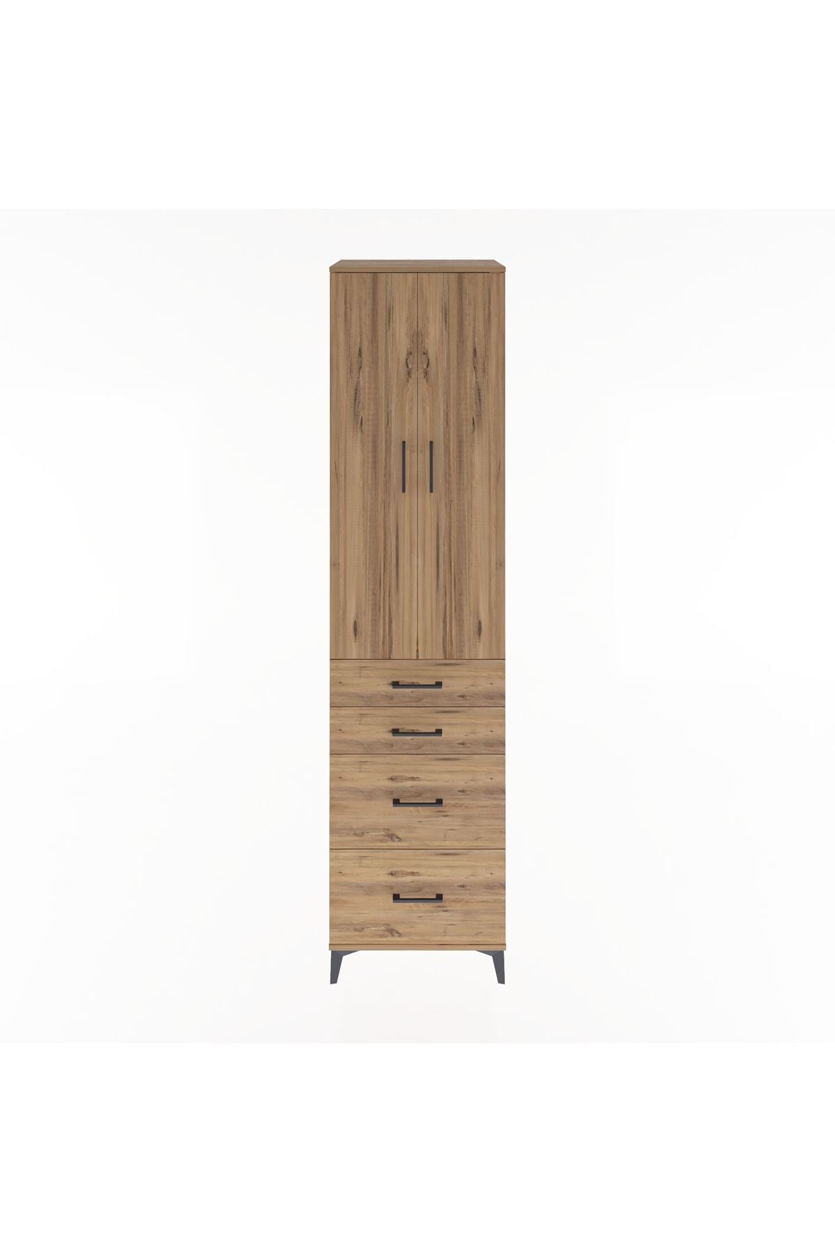 Hyperion Dolap 4 Raflı 4 Çekmeceli 2 Kapaklı 60x44x243 Çam-Çam