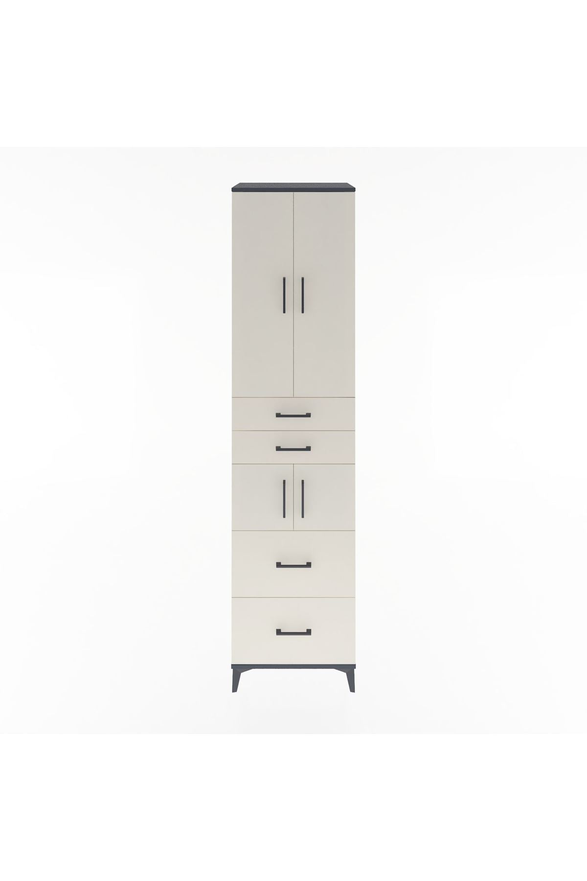 Hyperion Dolap 4 Raflı 4 Çekmeceli 4 Kapaklı 60x44x243 Antrasit-Aytaşı