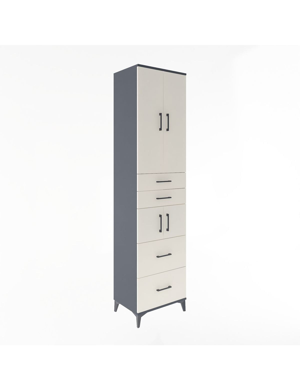 Hyperion Dolap 4 Raflı 4 Çekmeceli 4 Kapaklı 60x44x243 Antrasit-Aytaşı