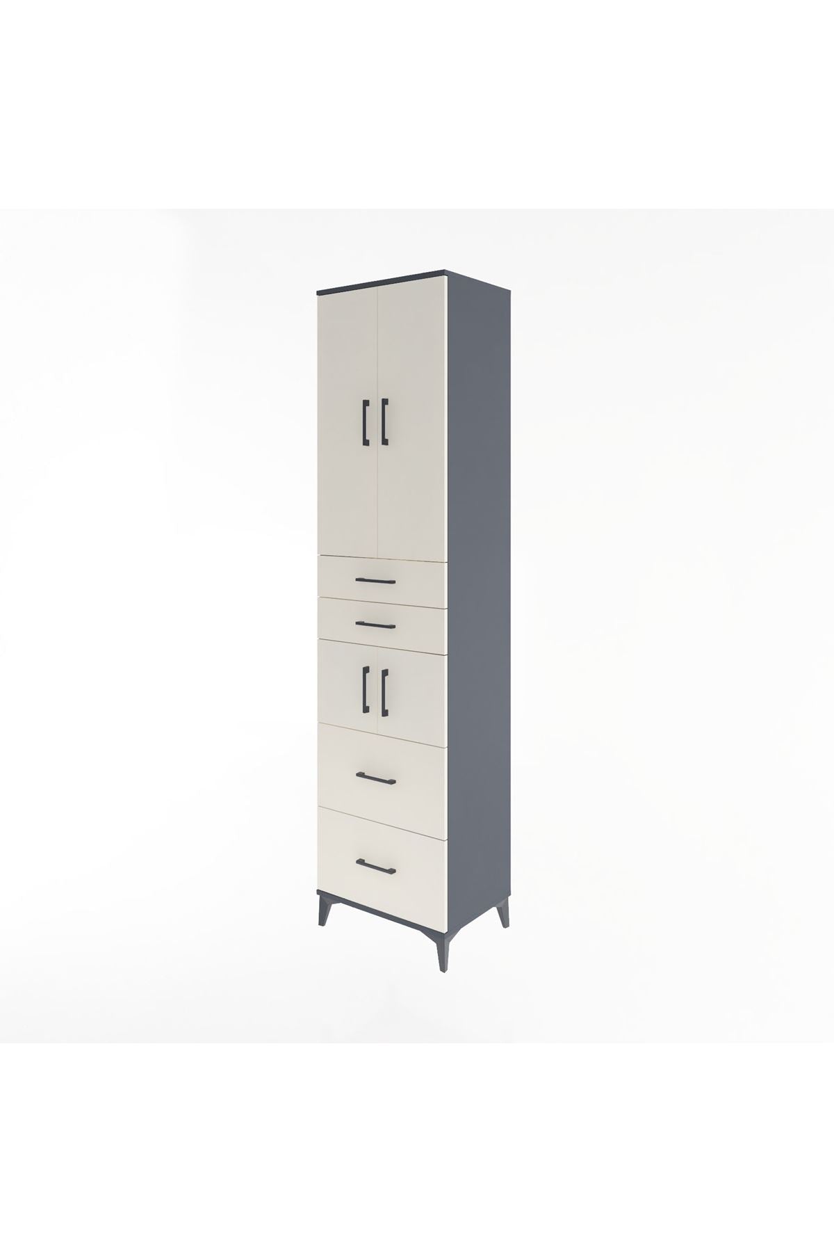 Hyperion Dolap 4 Raflı 4 Çekmeceli 4 Kapaklı 60x44x243 Antrasit-Aytaşı