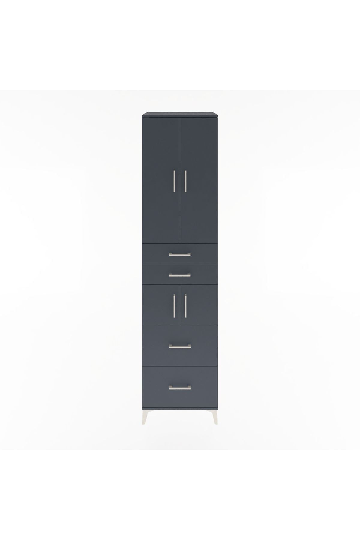 Hyperion Dolap 4 Raflı 4 Çekmeceli 4 Kapaklı 60x44x243 Antrasit-Antrasit