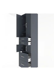 Hyperion Dolap 4 Raflı 4 Çekmeceli 4 Kapaklı 60x44x243 Antrasit-Antrasit