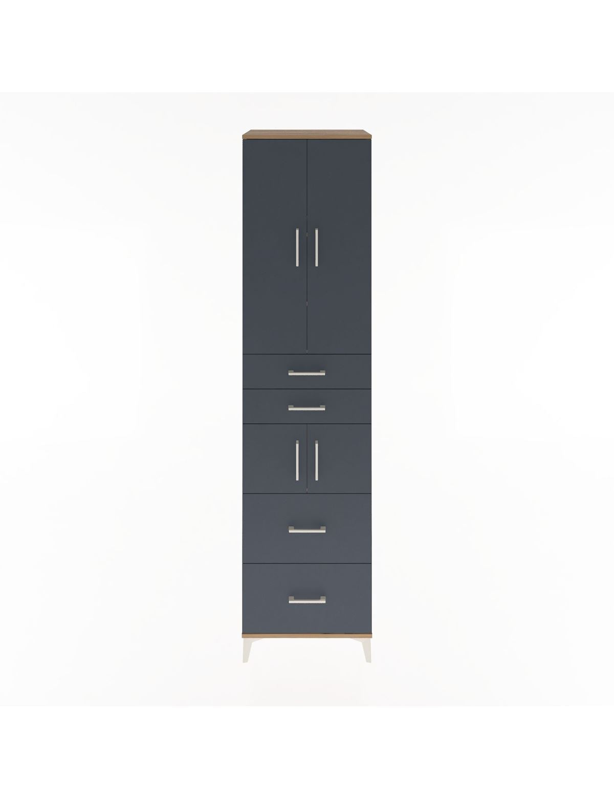 Hyperion Dolap 4 Raflı 4 Çekmeceli 4 Kapaklı 60x44x243 Çam-Antrasit