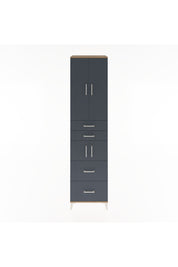 Hyperion Dolap 4 Raflı 4 Çekmeceli 4 Kapaklı 60x44x243 Çam-Antrasit