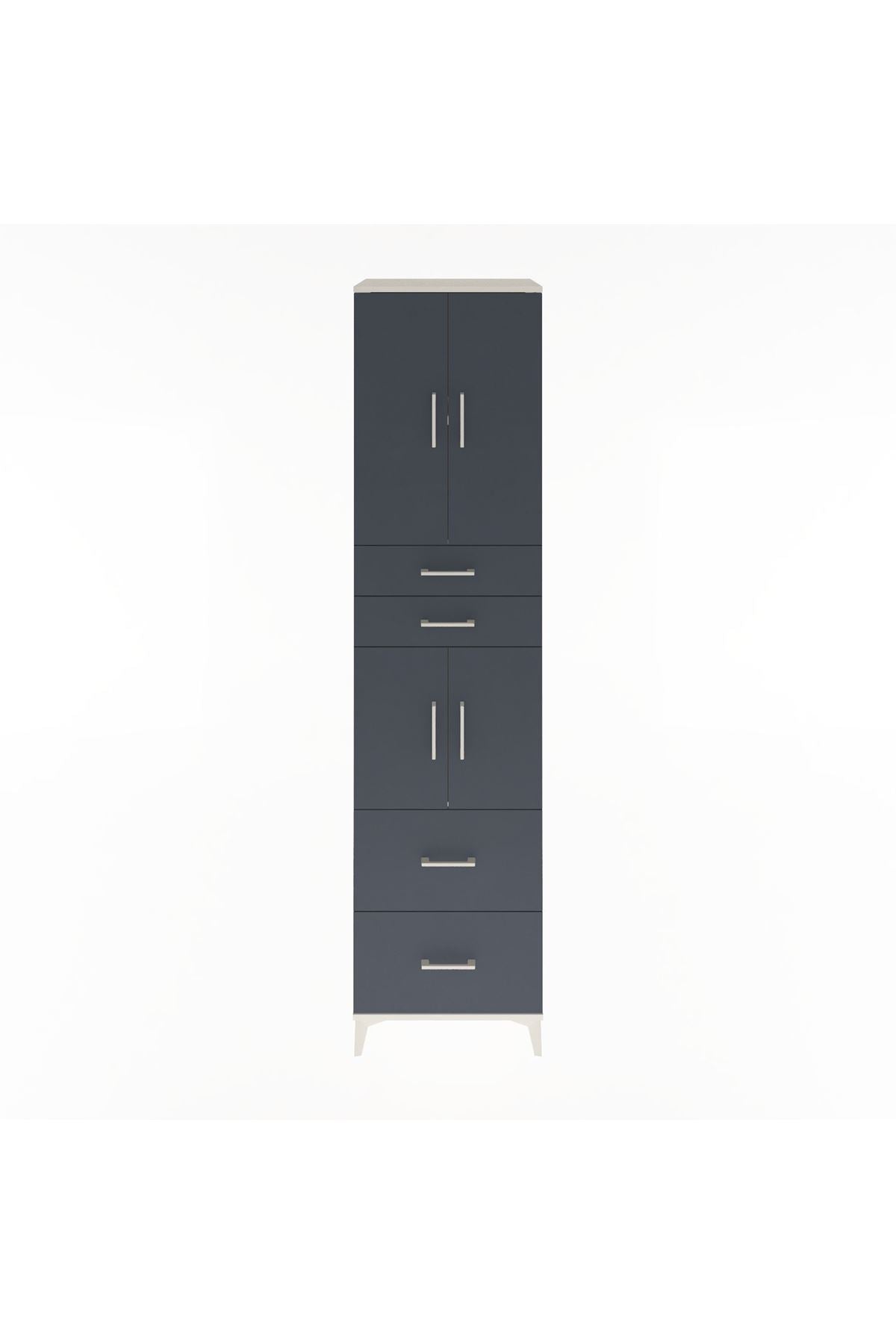 Hyperion Dolap 3 Raflı 4 Çekmeceli 4 Kapaklı 60x44x243 Aytaşı-Antrasit