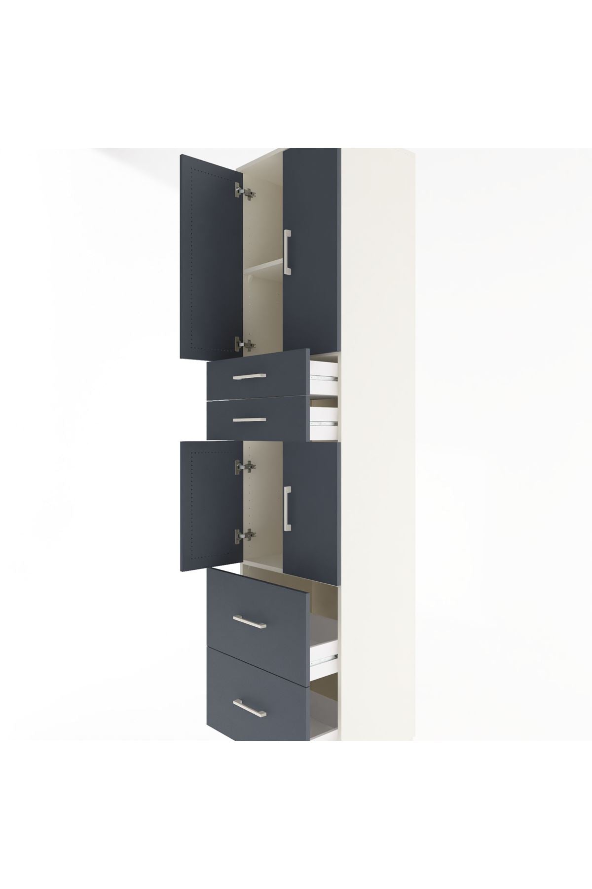 Hyperion Dolap 3 Raflı 4 Çekmeceli 4 Kapaklı 60x44x243 Aytaşı-Antrasit