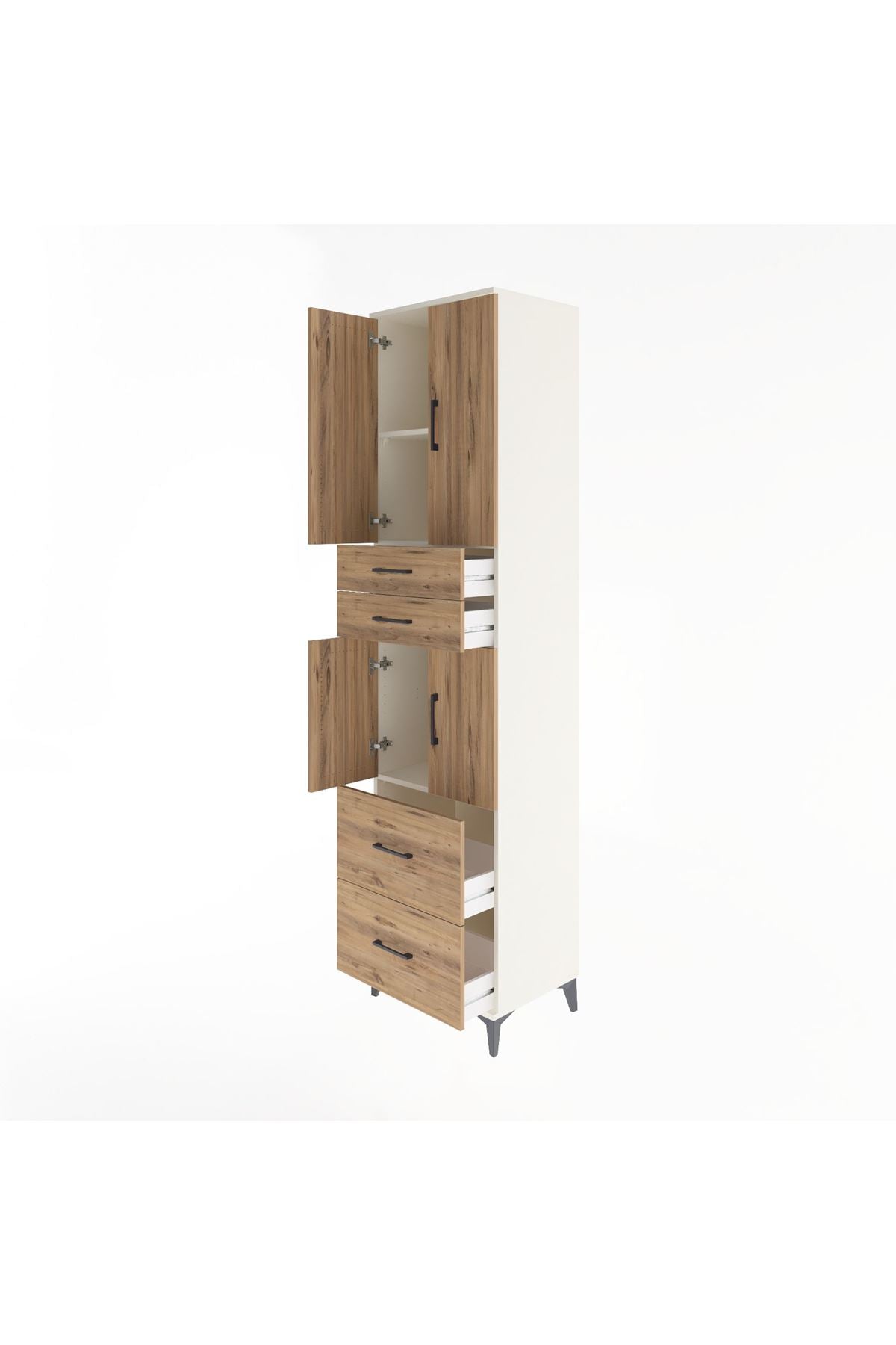 Hyperion Dolap 3 Raflı 4 Çekmeceli 4 Kapaklı 60x44x243 Aytaşı-Çam