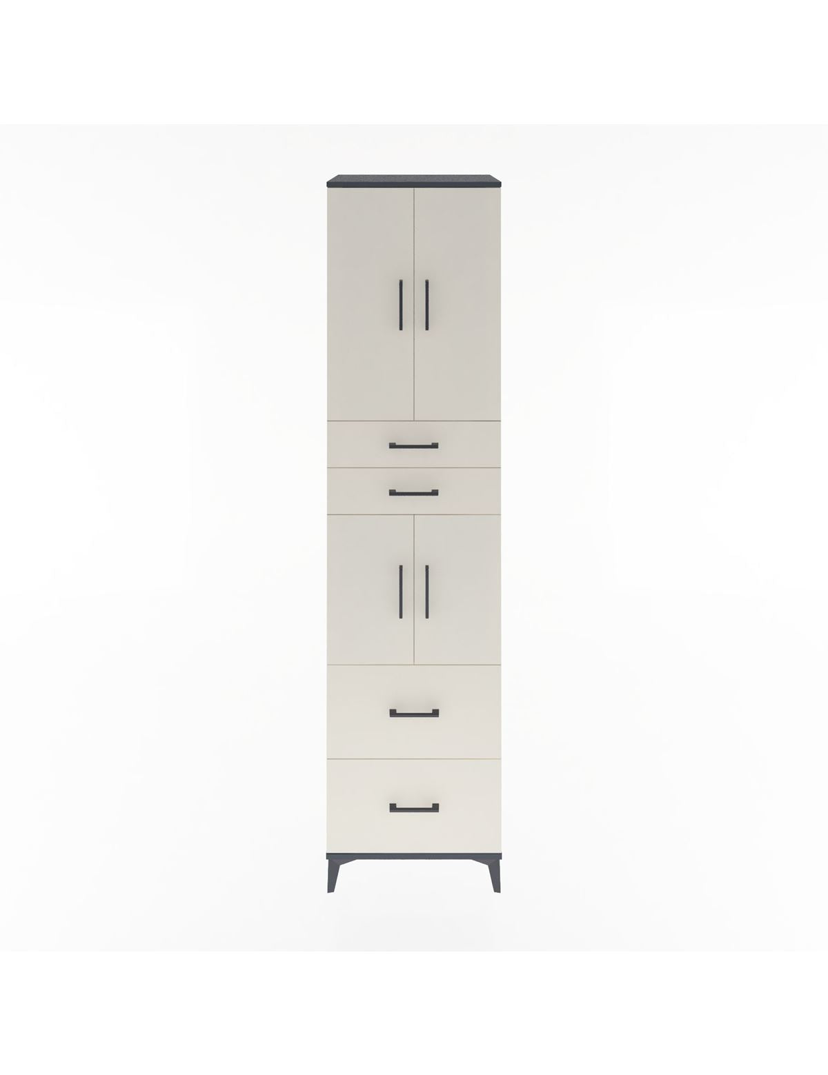 Hyperion Dolap 3 Raflı 4 Çekmeceli 4 Kapaklı 60x44x243 Antrasit-Aytaşı