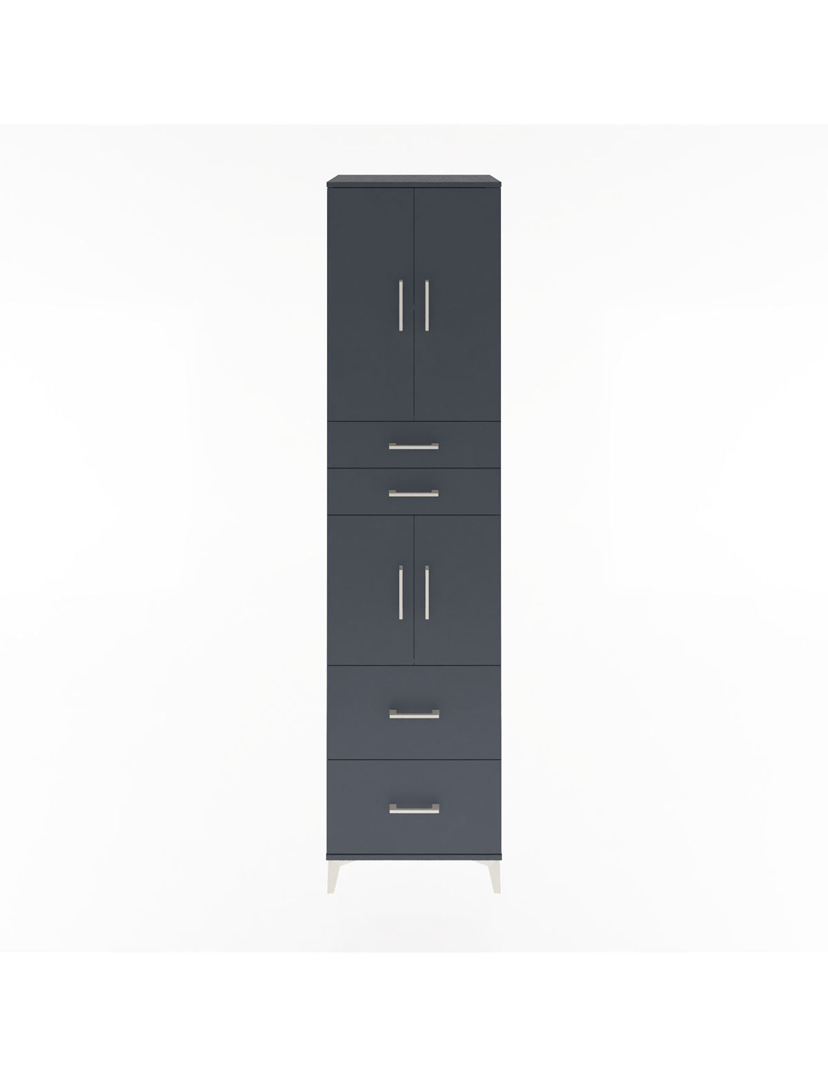 Hyperion Dolap 3 Raflı 4 Çekmeceli 4 Kapaklı 60x44x243 Antrasit-Antrasit