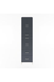 Hyperion Dolap 3 Raflı 4 Çekmeceli 4 Kapaklı 60x44x243 Antrasit-Antrasit
