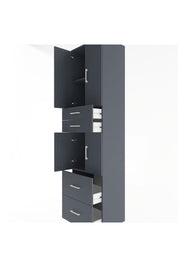 Hyperion Dolap 3 Raflı 4 Çekmeceli 4 Kapaklı 60x44x243 Antrasit-Antrasit