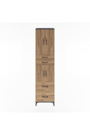 Hyperion Dolap 3 Raflı 4 Çekmeceli 4 Kapaklı 60x44x243 Antrasit-Çam