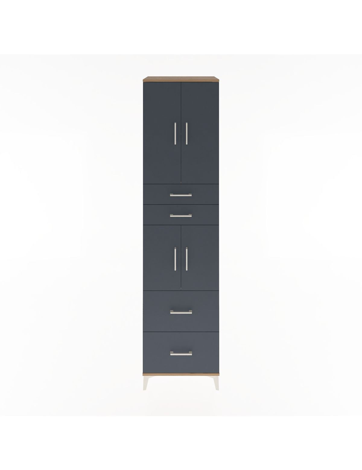 Hyperion Dolap 3 Raflı 4 Çekmeceli 4 Kapaklı 60x44x243 Çam-Antrasit