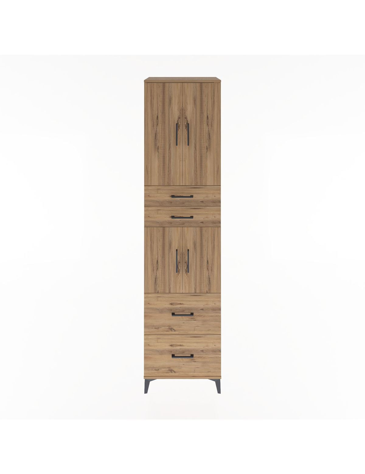 Hyperion Dolap 3 Raflı 4 Çekmeceli 4 Kapaklı 60x44x243 Çam-Çam