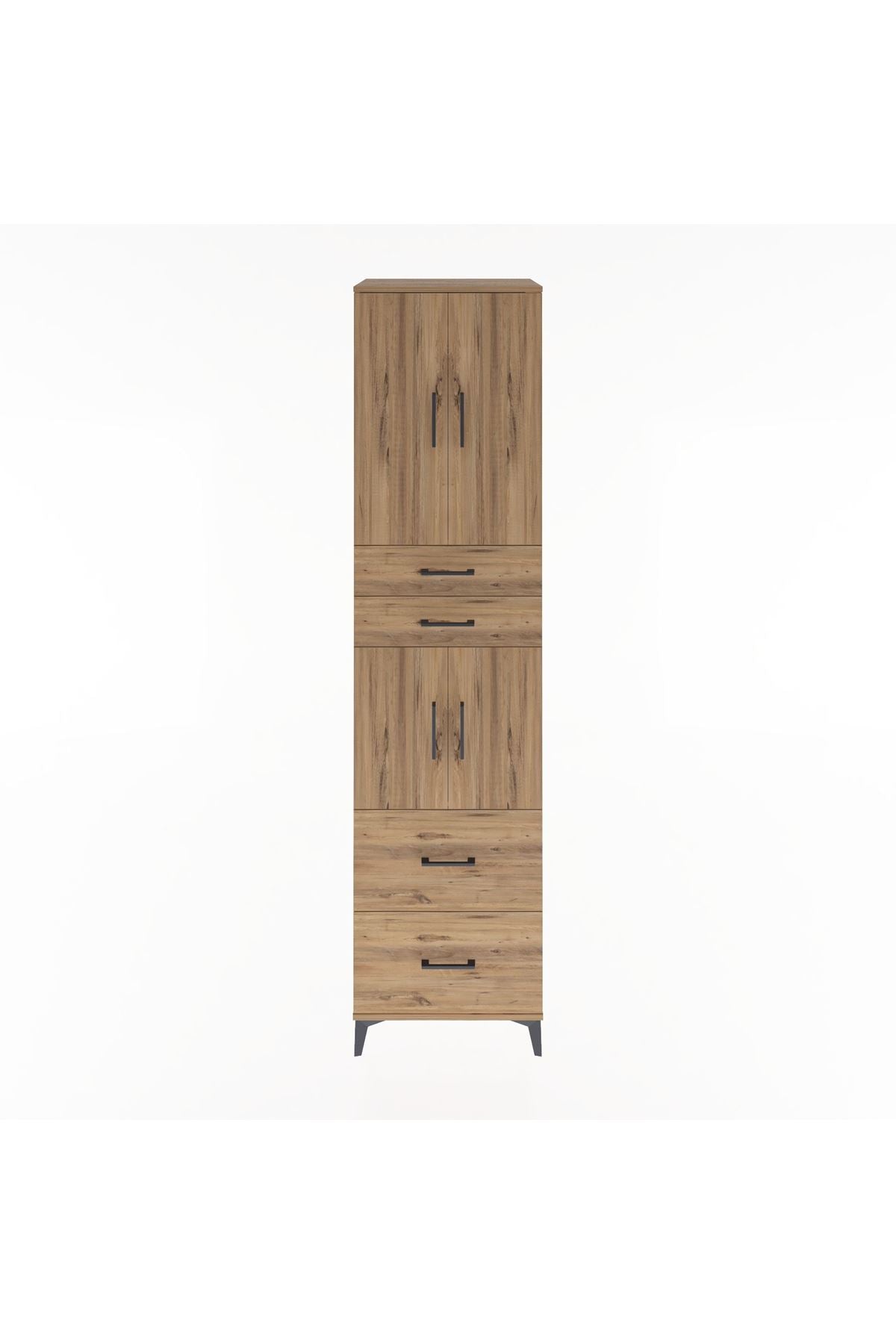 Hyperion Dolap 3 Raflı 4 Çekmeceli 4 Kapaklı 60x44x243 Çam-Çam