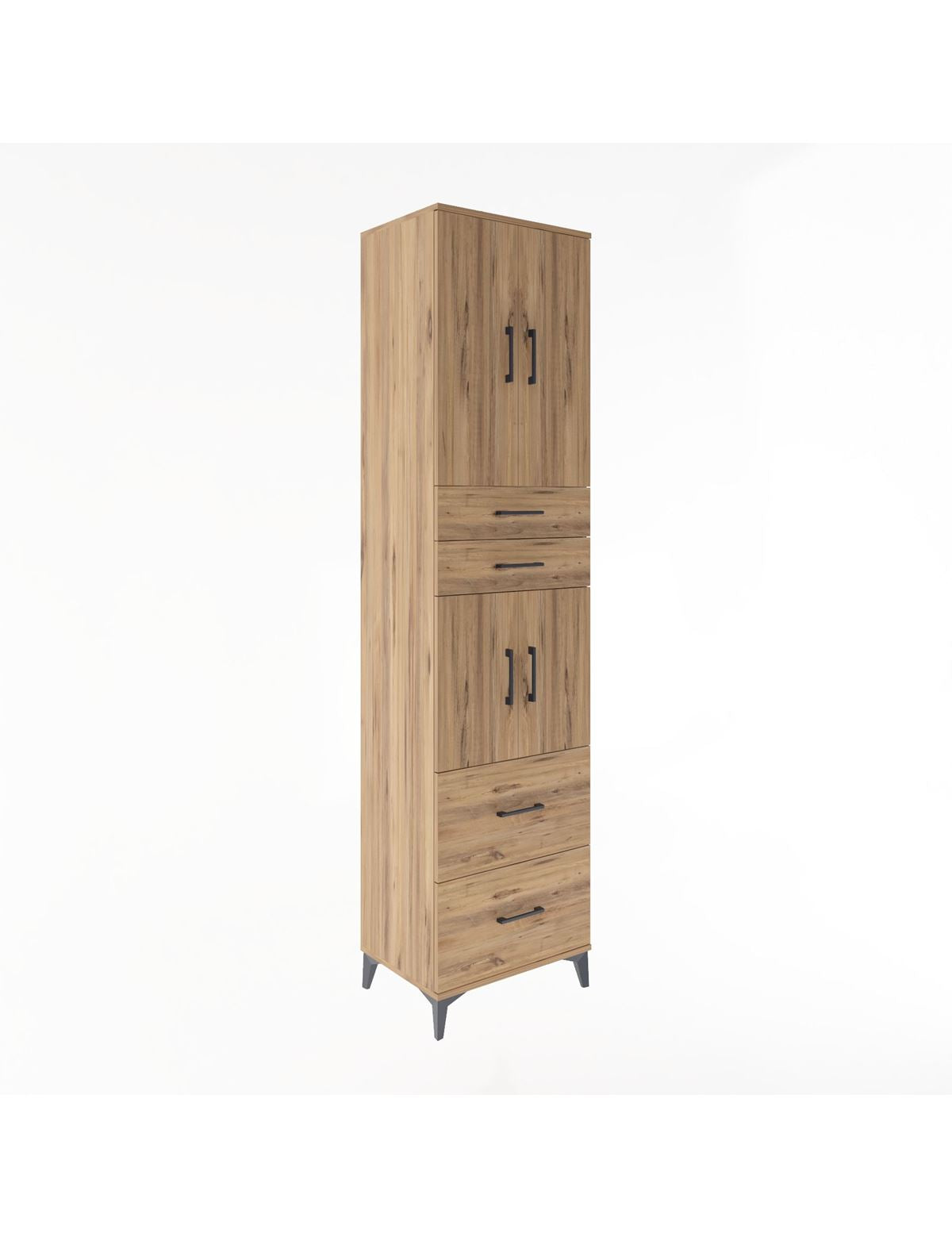 Hyperion Dolap 3 Raflı 4 Çekmeceli 4 Kapaklı 60x44x243 Çam-Çam