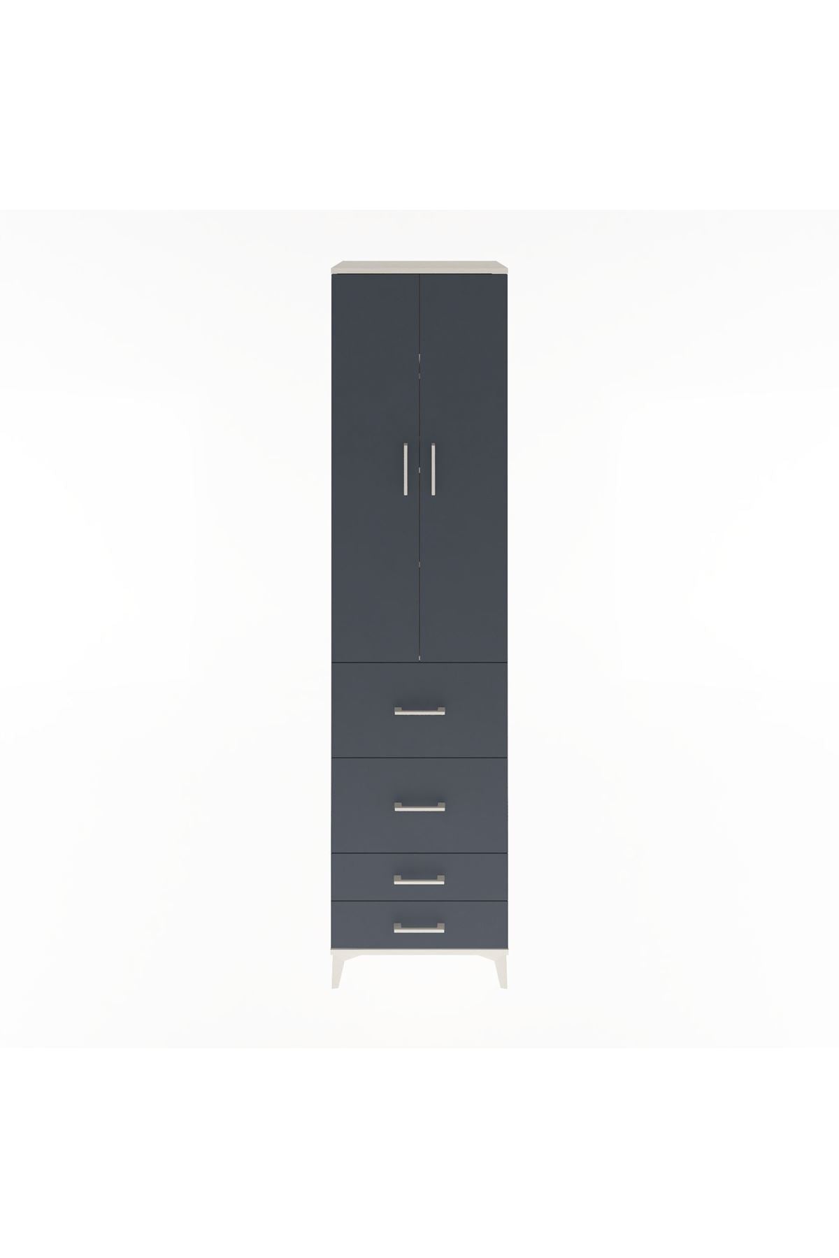 Hyperion Dolap 4 Raflı 4 Çekmeceli 2 Kapaklı 60x44x243 Aytaşı-Antrasit
