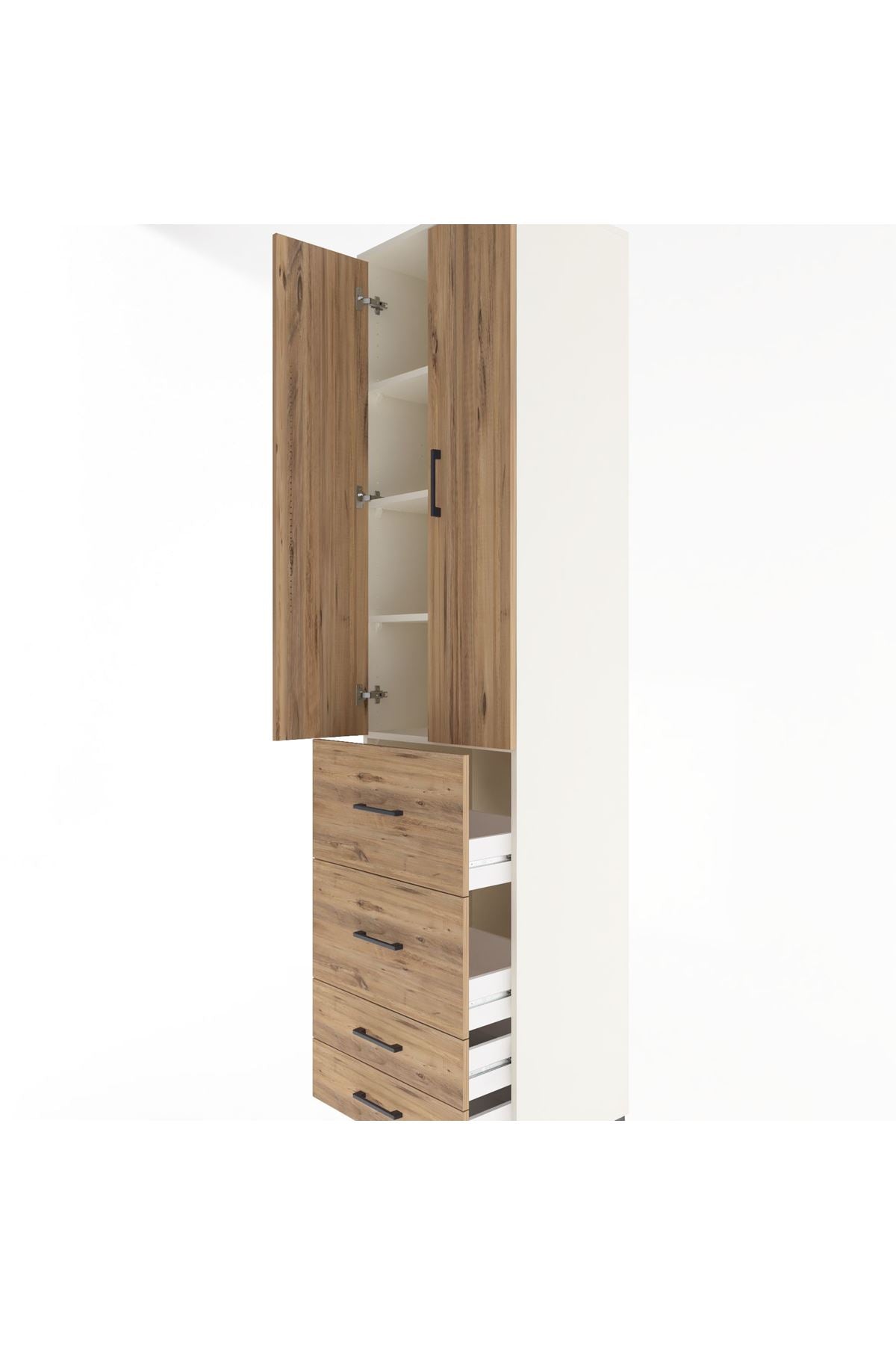 Hyperion Dolap 4 Raflı 4 Çekmeceli 2 Kapaklı 60x44x243 Aytaşı-Çam