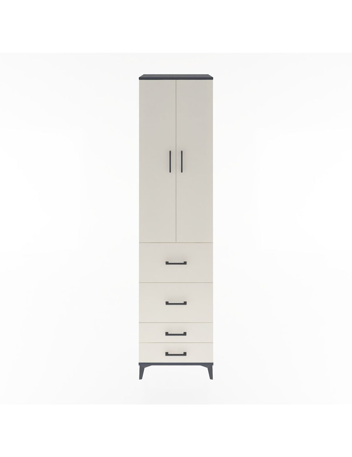 Hyperion Dolap 4 Raflı 4 Çekmeceli 2 Kapaklı 60x44x243 Antrasit-Aytaşı