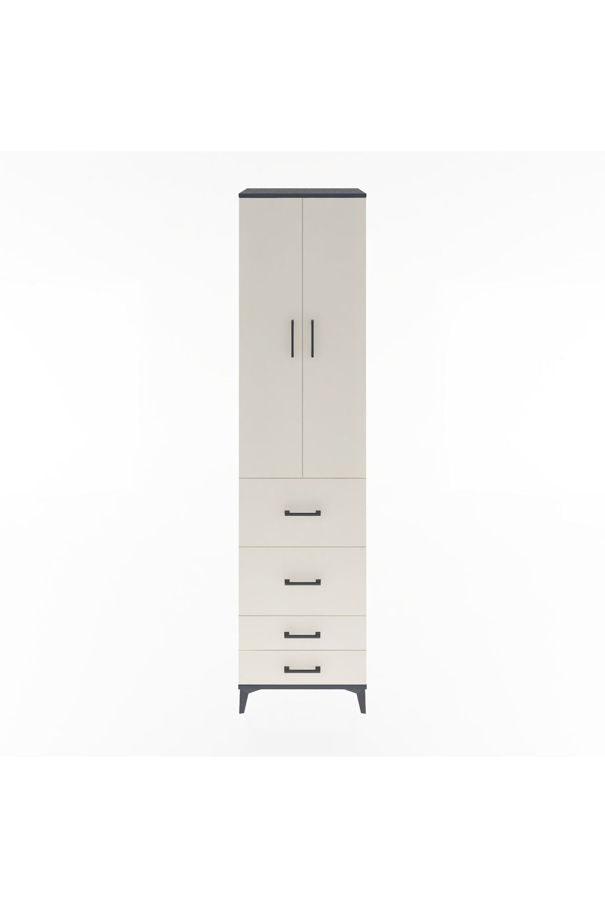 Hyperion Dolap 4 Raflı 4 Çekmeceli 2 Kapaklı 60x44x243 Antrasit-Aytaşı