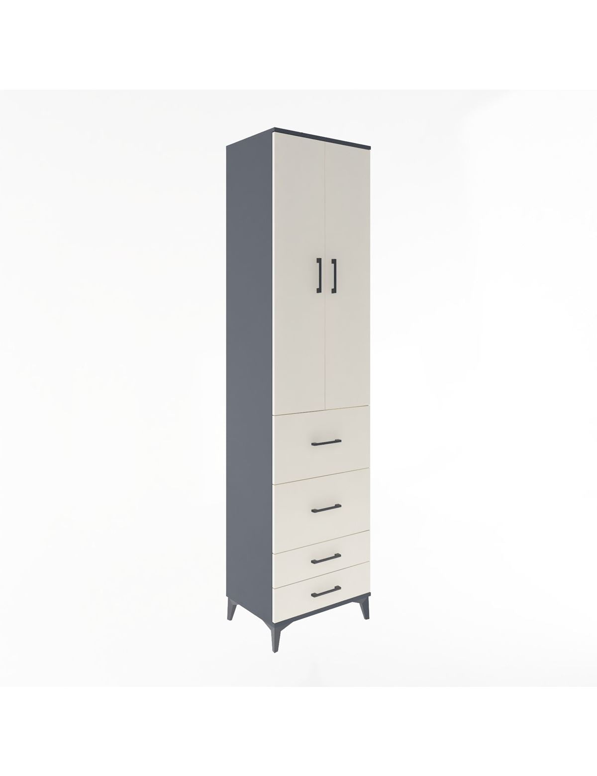 Hyperion Dolap 4 Raflı 4 Çekmeceli 2 Kapaklı 60x44x243 Antrasit-Aytaşı