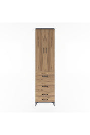 Hyperion Dolap 4 Raflı 4 Çekmeceli 2 Kapaklı 60x44x243 Antrasit-Çam