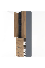 Hyperion Dolap 4 Raflı 4 Çekmeceli 2 Kapaklı 60x44x243 Antrasit-Çam