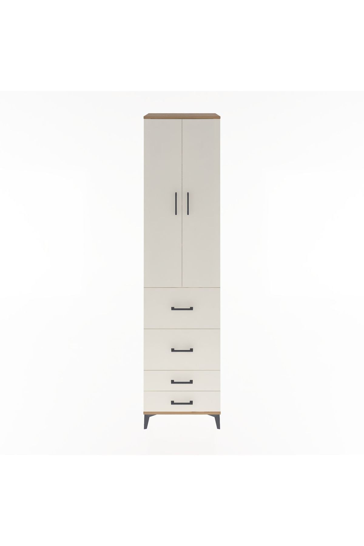 Hyperion Dolap 4 Raflı 4 Çekmeceli 2 Kapaklı 60x44x243 Çam-Aytaşı