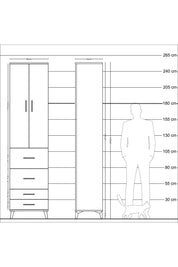 Hyperion Dolap 4 Raflı 4 Çekmeceli 2 Kapaklı 60x44x243 Çam-Aytaşı