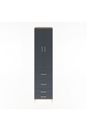 Hyperion Dolap 4 Raflı 4 Çekmeceli 2 Kapaklı 60x44x243 Çam-Antrasit