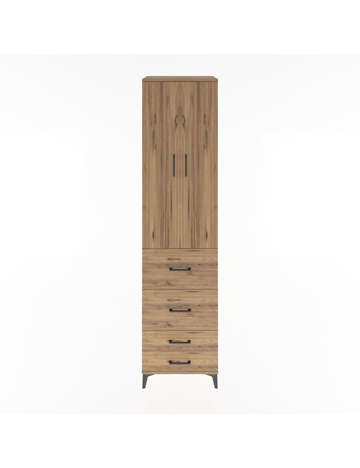 Hyperion Dolap 4 Raflı 4 Çekmeceli 2 Kapaklı 60x44x243 Çam-Çam