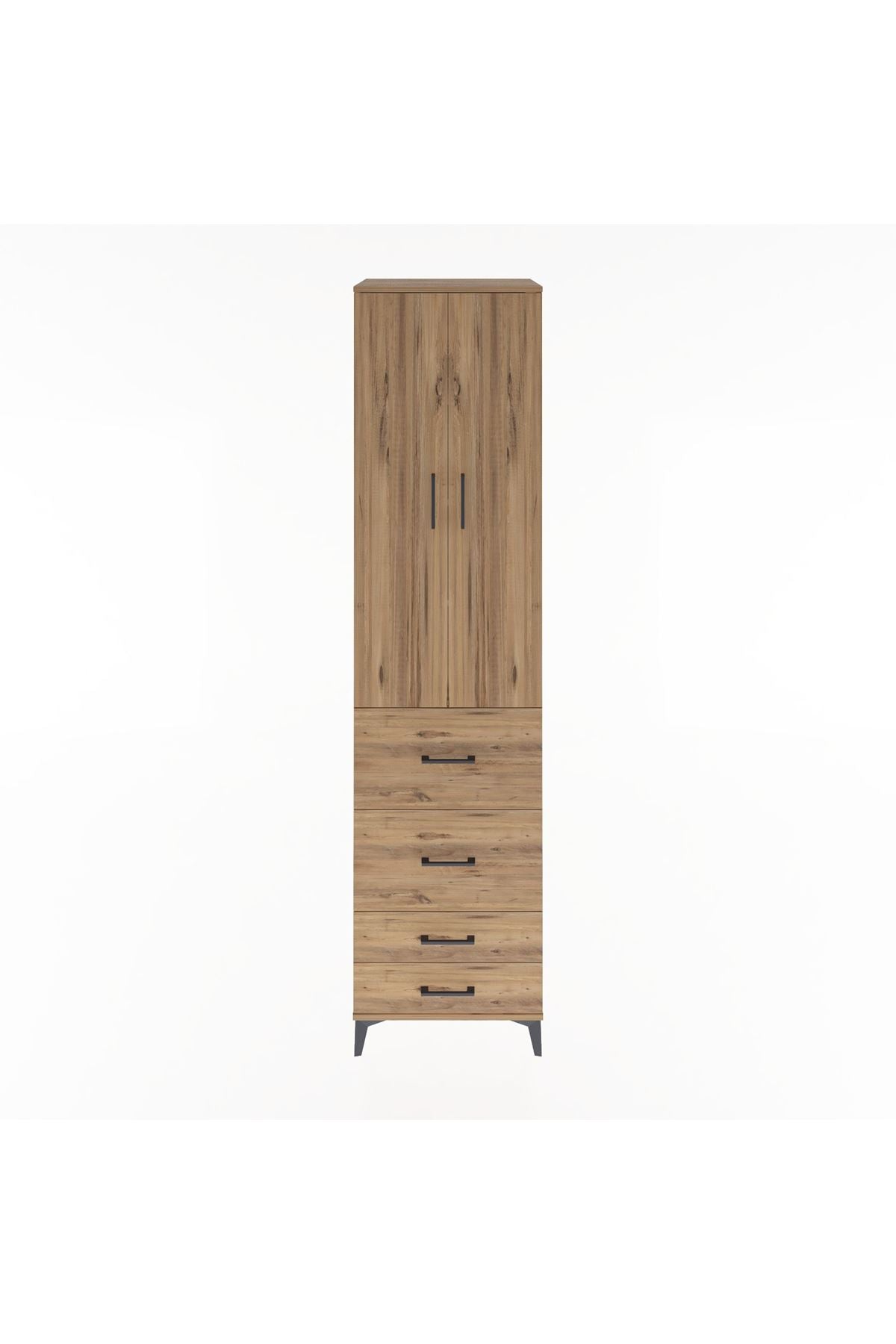 Hyperion Dolap 4 Raflı 4 Çekmeceli 2 Kapaklı 60x44x243 Çam-Çam