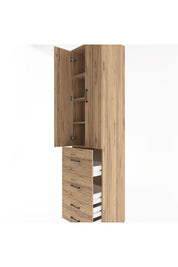 Hyperion Dolap 4 Raflı 4 Çekmeceli 2 Kapaklı 60x44x243 Çam-Çam